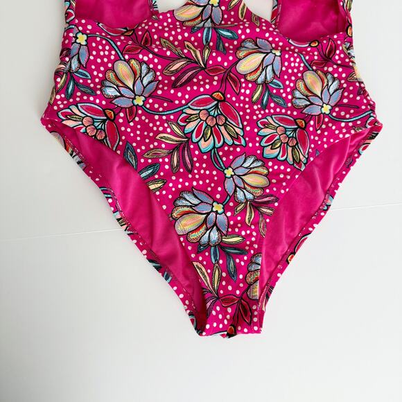 [Tabitha Brown] Target Size XL Pink Floral Print Cut Out One Piece Swimsuit - Picture 7 of 12